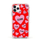 Personalised Hearts Apple iPhone 11 Pro in Silver with Pink Impact Case