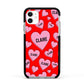 Personalised Hearts Apple iPhone 11 in White with Black Impact Case