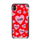 Personalised Hearts Apple iPhone Xs Max Impact Case Black Edge on Silver Phone