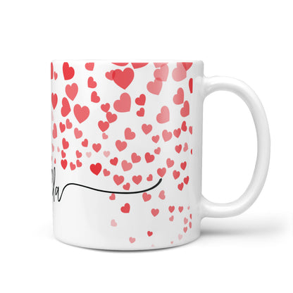 Personalised Hearts Confetti Clear Name 10oz Mug