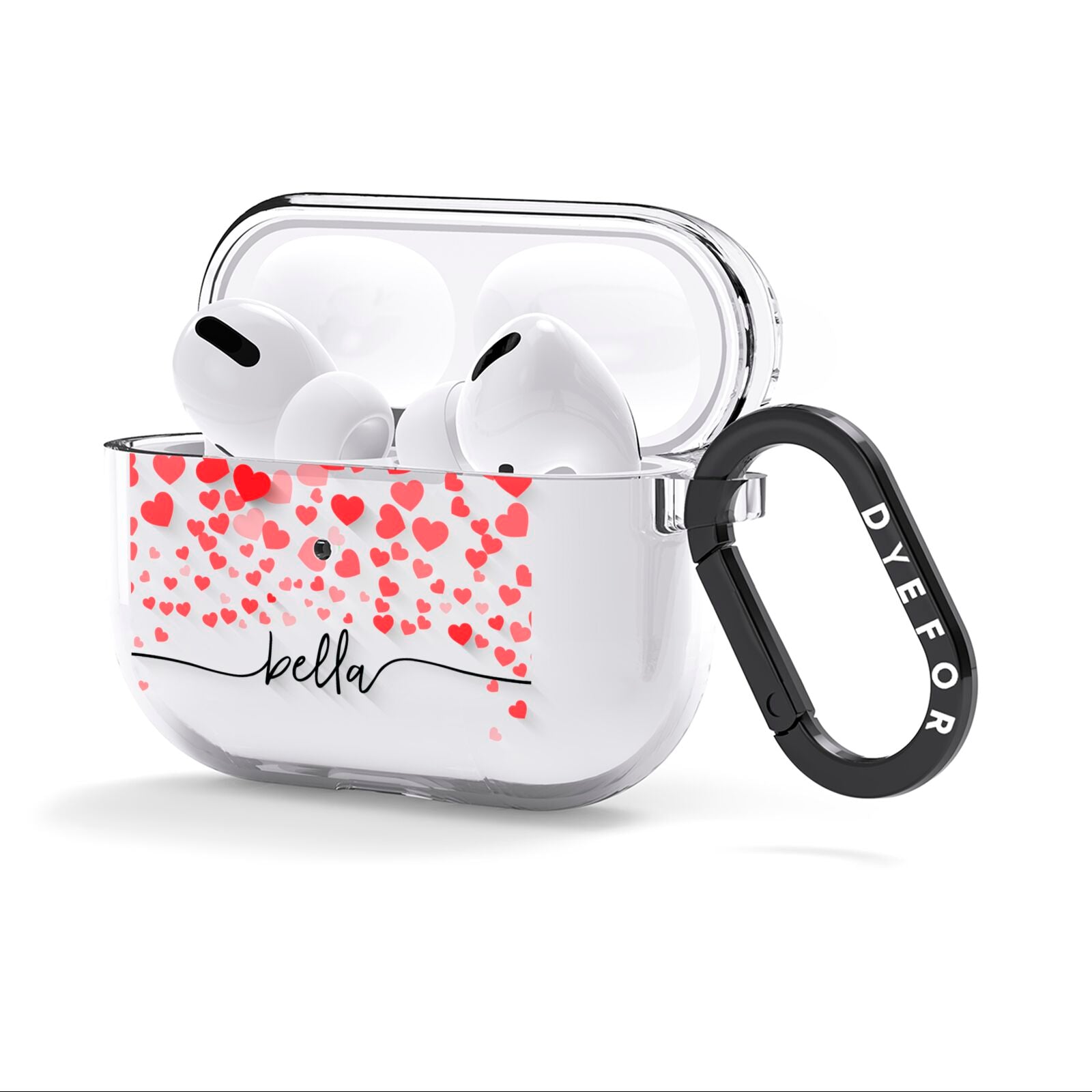 Personalised Hearts Confetti Clear Name AirPods Clear Case 3rd Gen Side Image