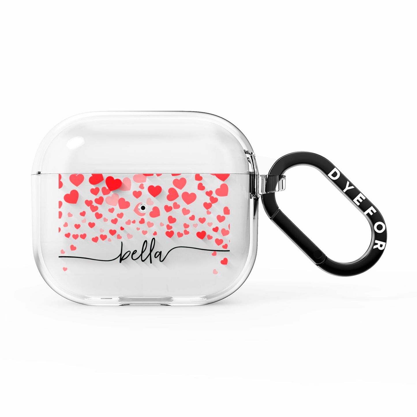 Personalised Hearts Confetti Clear Name AirPods Clear Case 3rd Gen