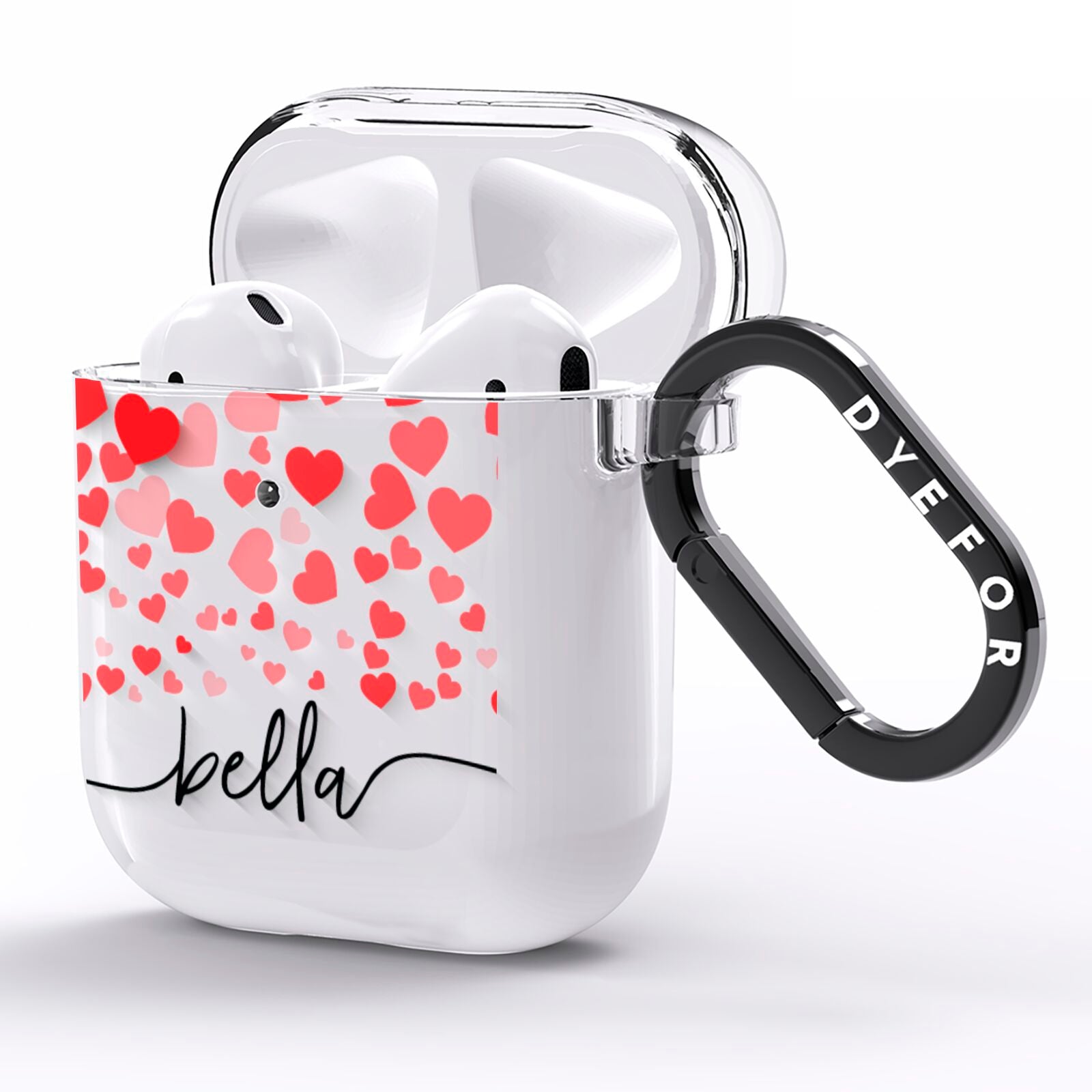 Personalised Hearts Confetti Clear Name AirPods Clear Case Side Image
