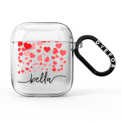 Personalised Hearts Confetti Clear Name AirPods Clear Case