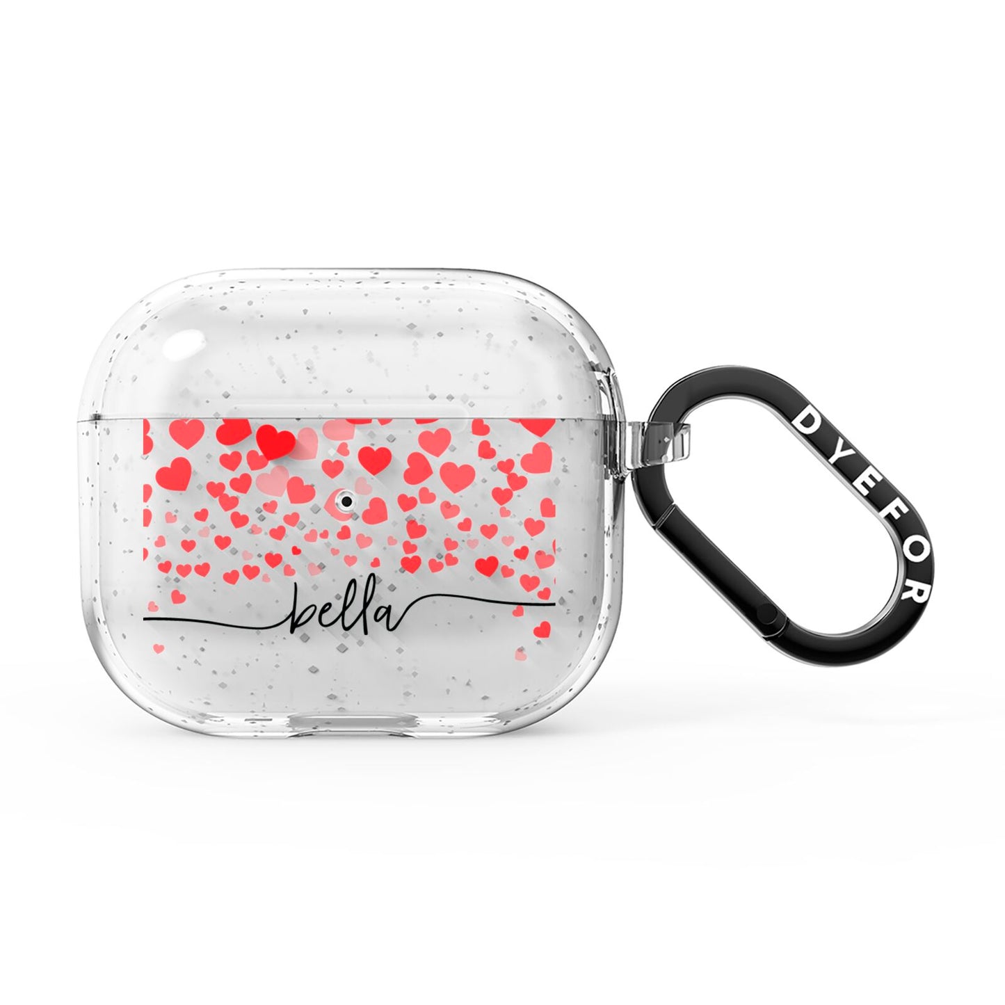 Personalised Hearts Confetti Clear Name AirPods Glitter Case 3rd Gen