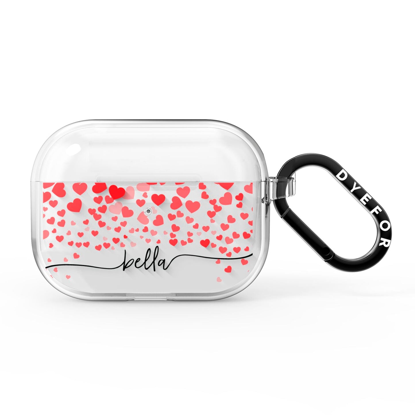 Personalised Hearts Confetti Clear Name AirPods Pro Clear Case