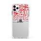 Personalised Hearts Confetti Clear Name Apple iPhone 11 Pro Max in Silver with White Impact Case