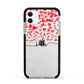Personalised Hearts Confetti Clear Name Apple iPhone 11 in White with Black Impact Case