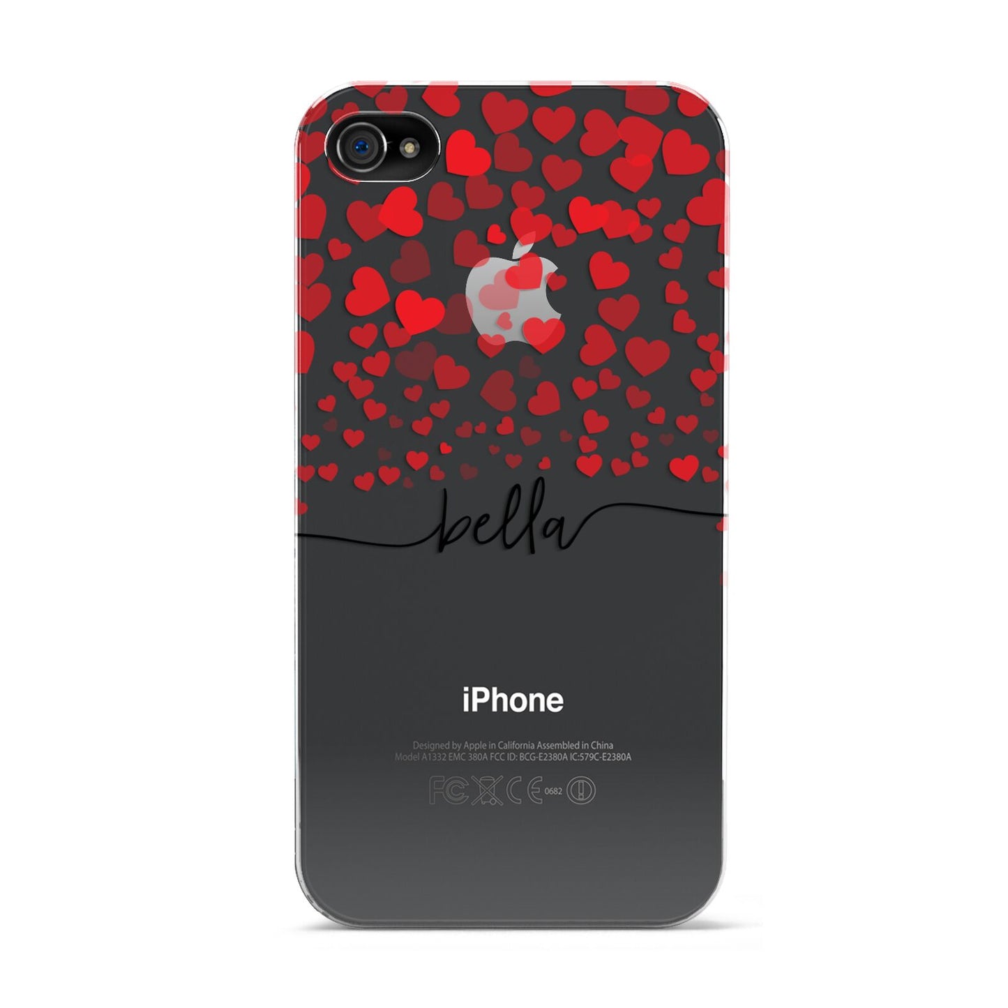 Personalised Hearts Confetti Clear Name Apple iPhone 4s Case