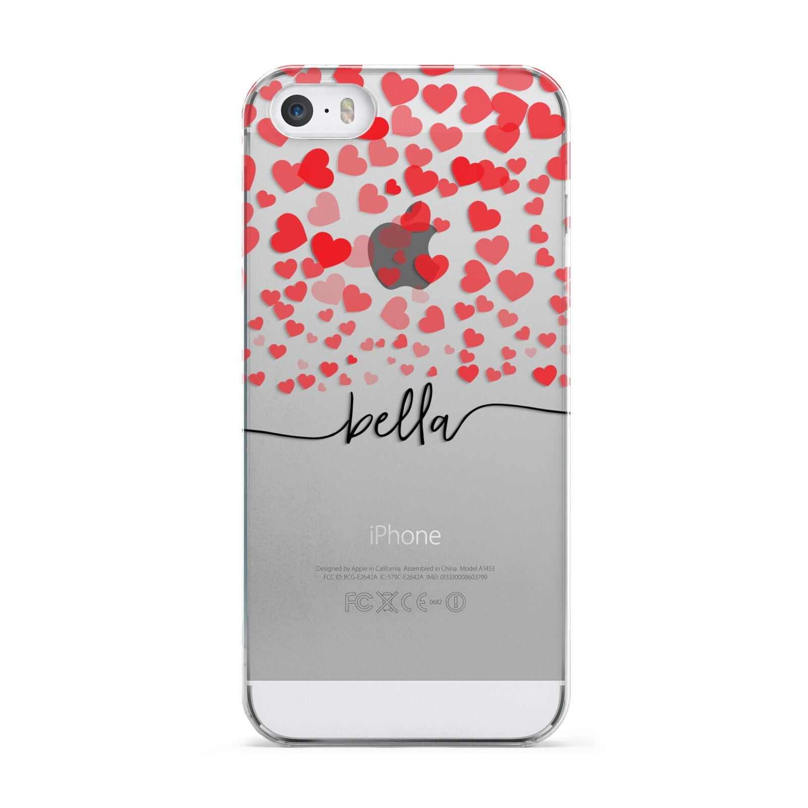 Personalised Hearts Confetti Clear Name Apple iPhone 5 Case