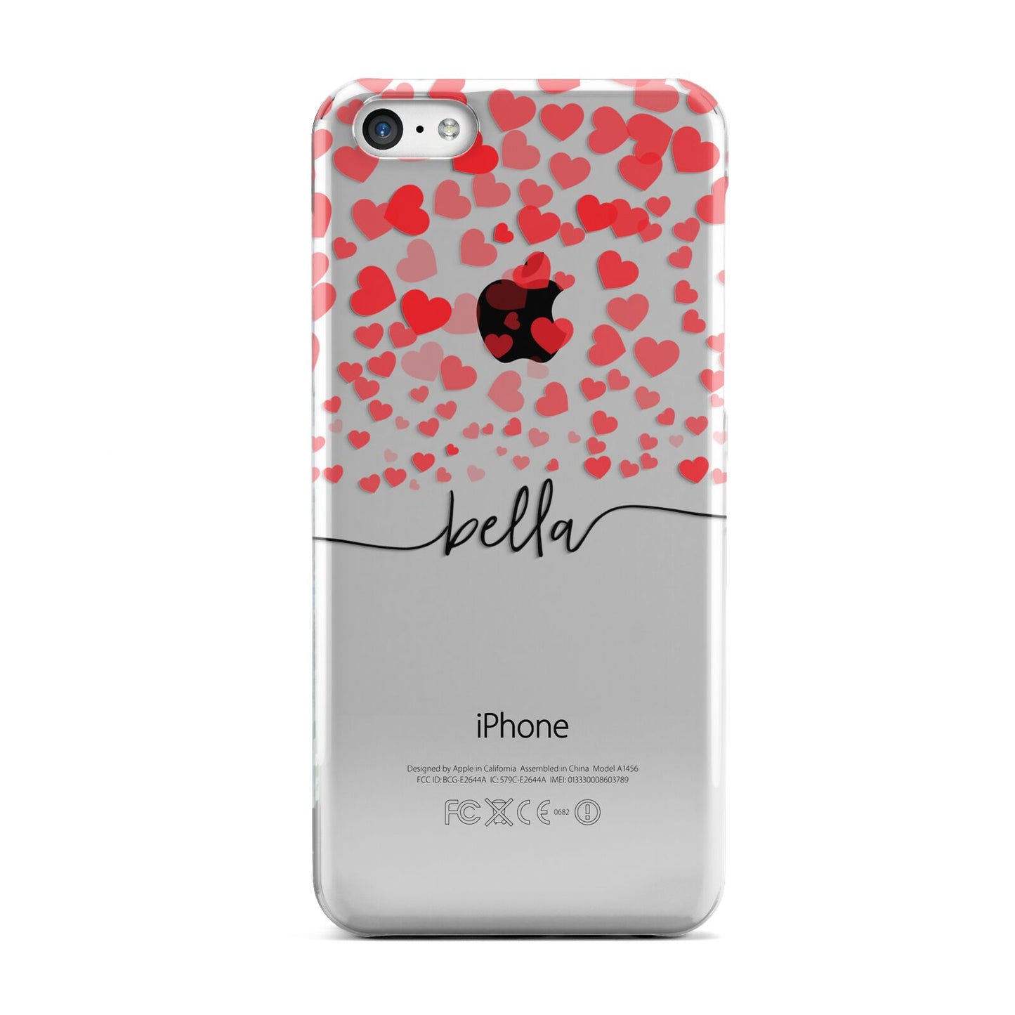 Personalised Hearts Confetti Clear Name Apple iPhone 5c Case