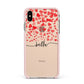 Personalised Hearts Confetti Clear Name Apple iPhone Xs Max Impact Case Pink Edge on Gold Phone