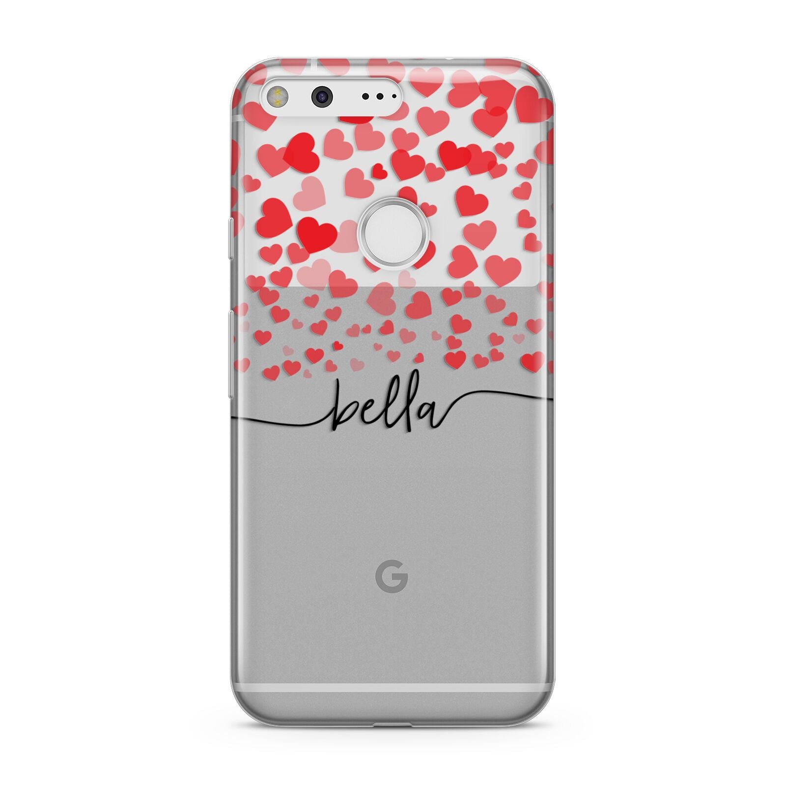 Personalised Hearts Confetti Clear Name Google Pixel Case