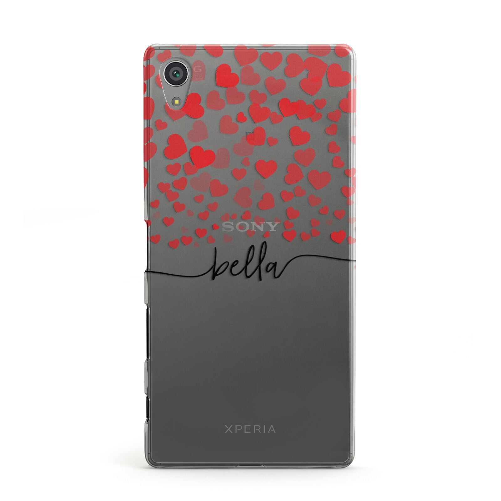 Personalised Hearts Confetti Clear Name Sony Xperia Case