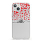 Personalised Hearts Confetti Clear Name iPhone 13 Clear Bumper Case