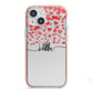 Personalised Hearts Confetti Clear Name iPhone 13 Mini TPU Impact Case with Pink Edges