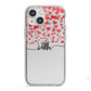 Personalised Hearts Confetti Clear Name iPhone 13 Mini TPU Impact Case with White Edges