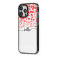 Personalised Hearts Confetti Clear Name iPhone 13 Pro Max Black Impact Case Side Angle on Silver phone
