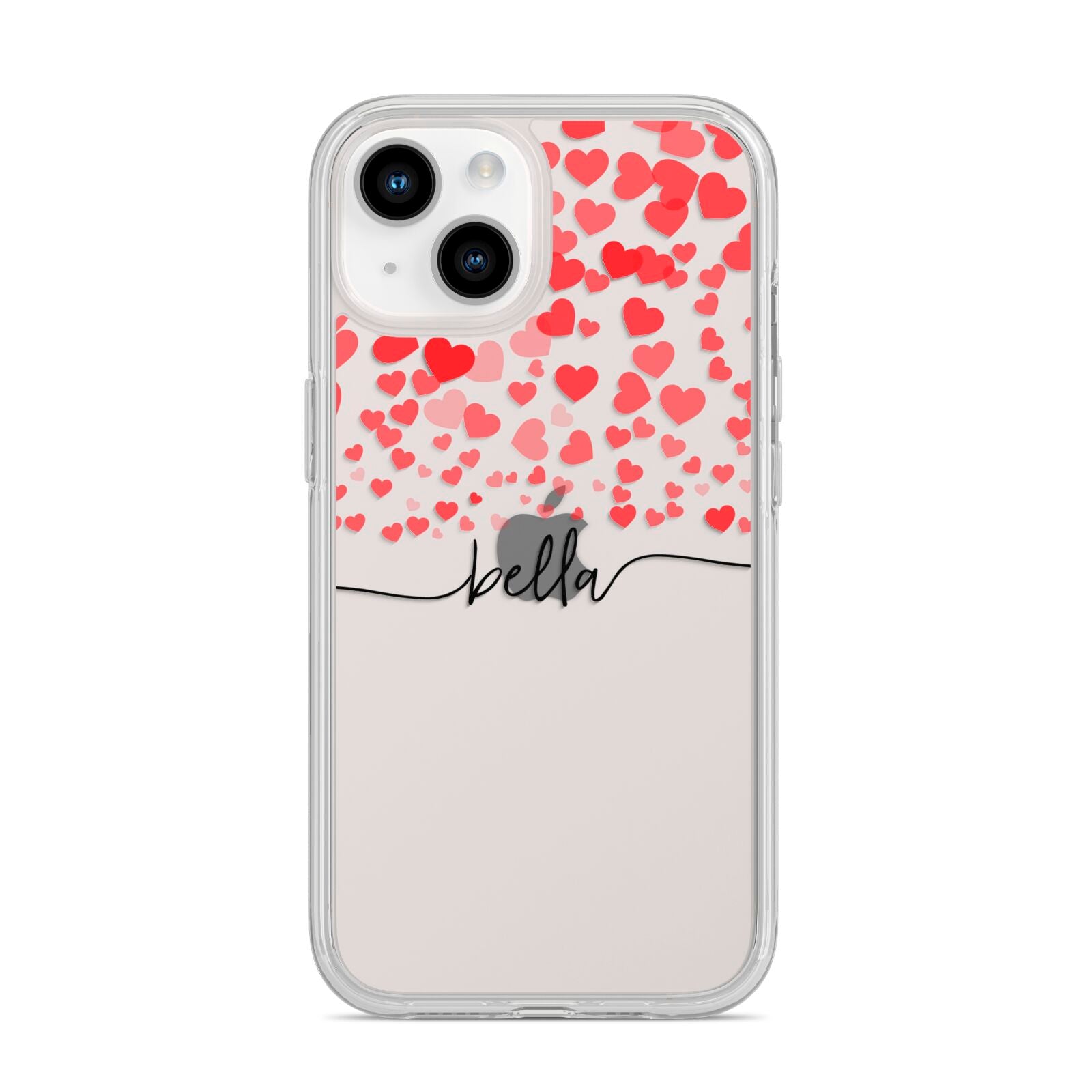 Personalised Hearts Confetti Clear Name iPhone 14 Clear Tough Case Starlight