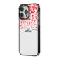 Personalised Hearts Confetti Clear Name iPhone 14 Pro Max Black Impact Case Side Angle on Silver phone
