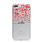 Personalised Hearts Confetti Clear Name iPhone 7 Plus Bumper Case on Silver iPhone
