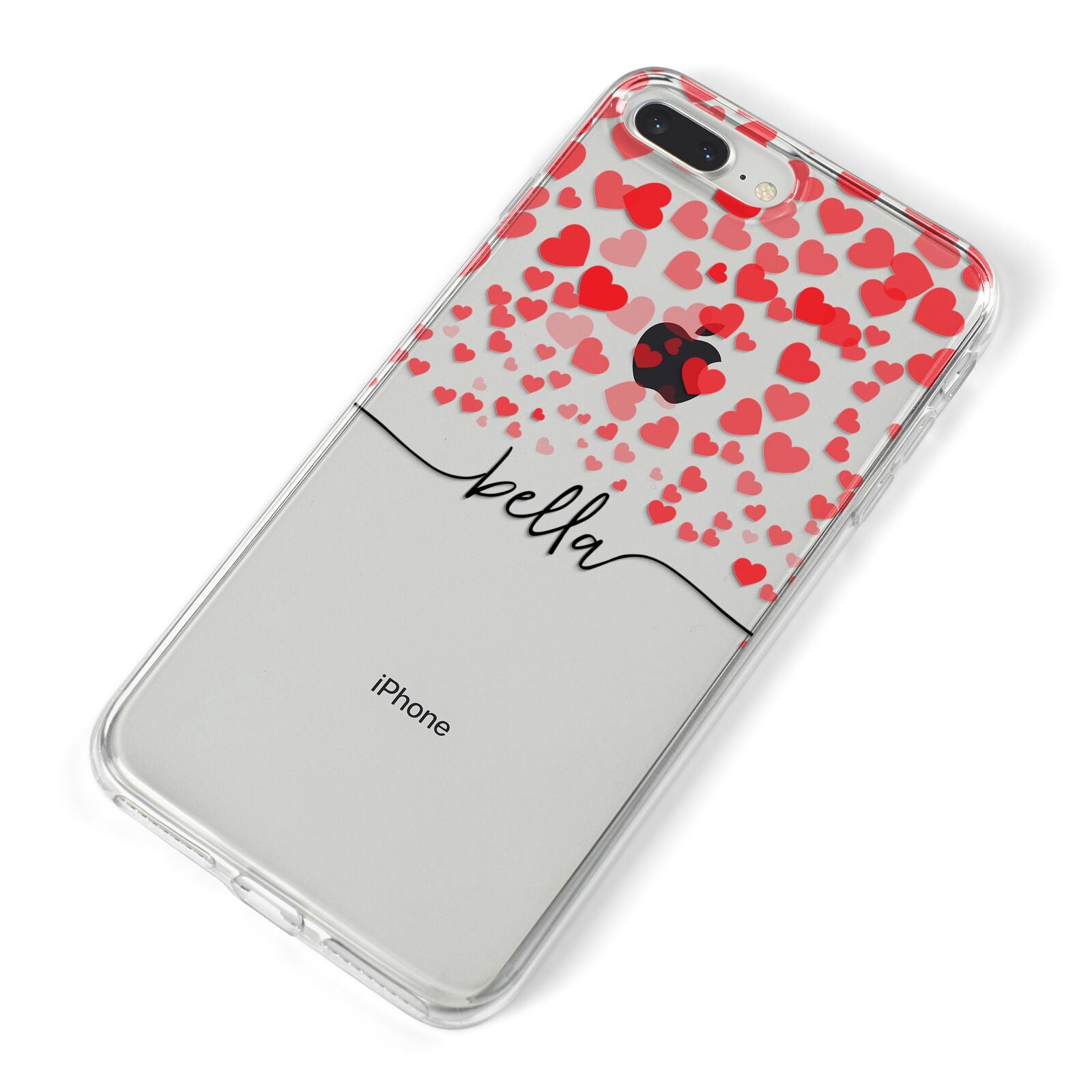 Personalised Hearts Confetti Clear Name iPhone 8 Plus Bumper Case on Silver iPhone Alternative Image