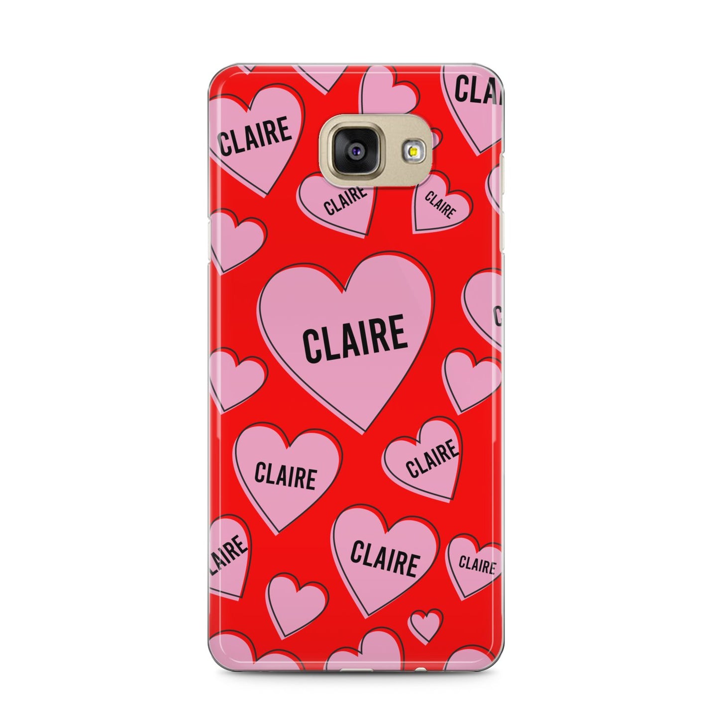 Personalised Hearts Samsung Galaxy A5 2016 Case on gold phone