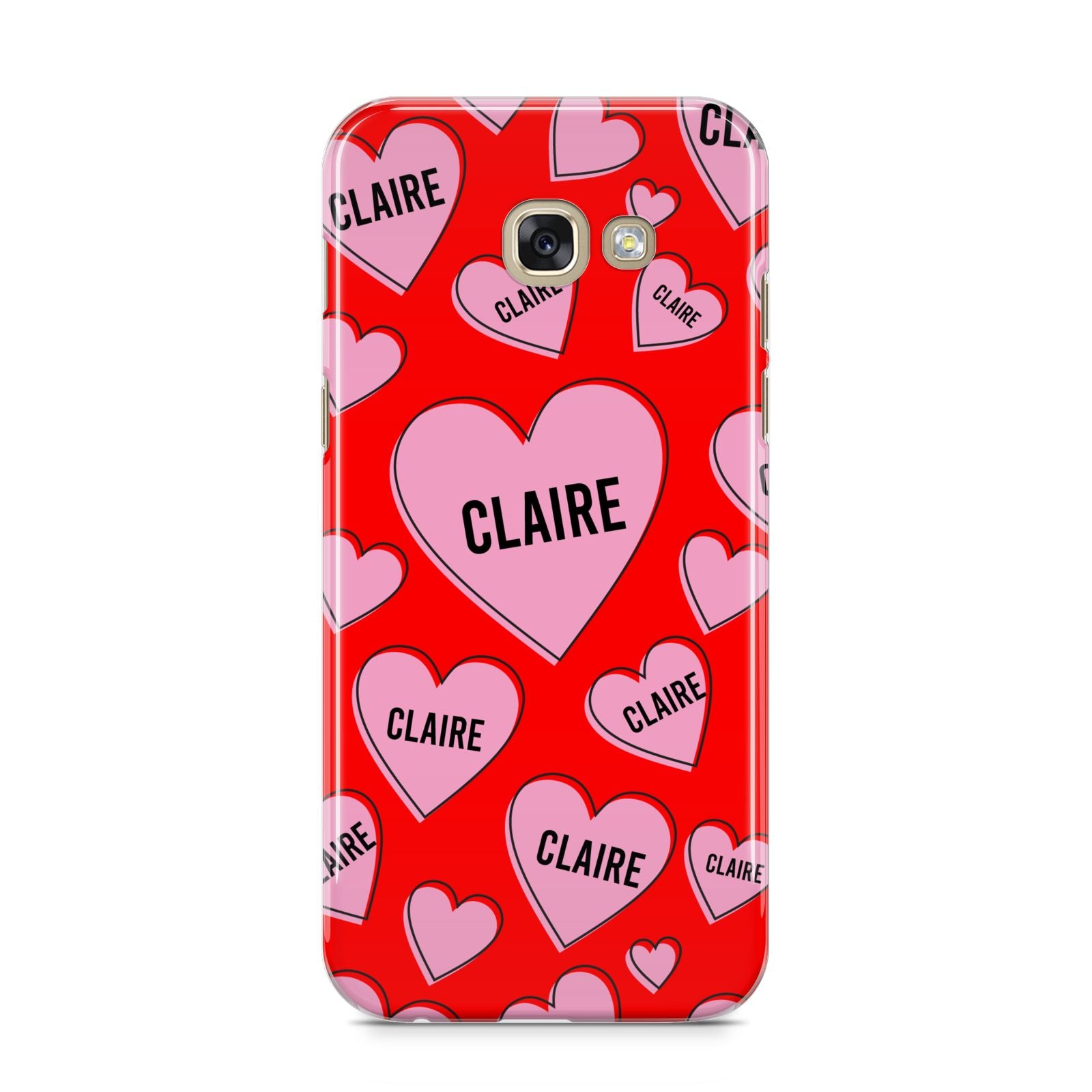 Personalised Hearts Samsung Galaxy A5 2017 Case on gold phone