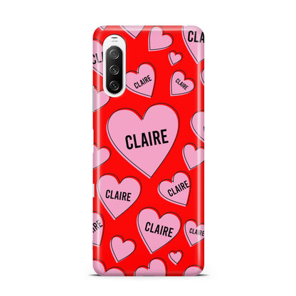 Personalised Hearts Sony Xperia 10 III Case