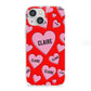 Personalised Hearts iPhone 13 Mini Clear Bumper Case