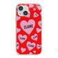 Personalised Hearts iPhone 13 Mini TPU Impact Case with Pink Edges