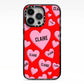 Personalised Hearts iPhone 13 Pro Black Impact Case on Silver phone