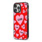 Personalised Hearts iPhone 13 Pro Max Black Impact Case Side Angle on Silver phone