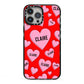 Personalised Hearts iPhone 13 Pro Max Black Impact Case on Silver phone