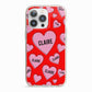 Personalised Hearts iPhone 13 Pro TPU Impact Case with Pink Edges