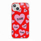 Personalised Hearts iPhone 13 TPU Impact Case with Pink Edges