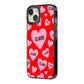Personalised Hearts iPhone 14 Black Impact Case Side Angle on Silver phone