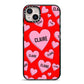 Personalised Hearts iPhone 14 Plus Black Impact Case on Silver phone