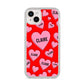 Personalised Hearts iPhone 14 Plus Glitter Tough Case Starlight