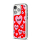 Personalised Hearts iPhone 14 Pro Clear Tough Case Silver Angled Image