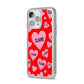 Personalised Hearts iPhone 14 Pro Max Glitter Tough Case Silver Angled Image