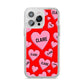 Personalised Hearts iPhone 14 Pro Max Glitter Tough Case Silver