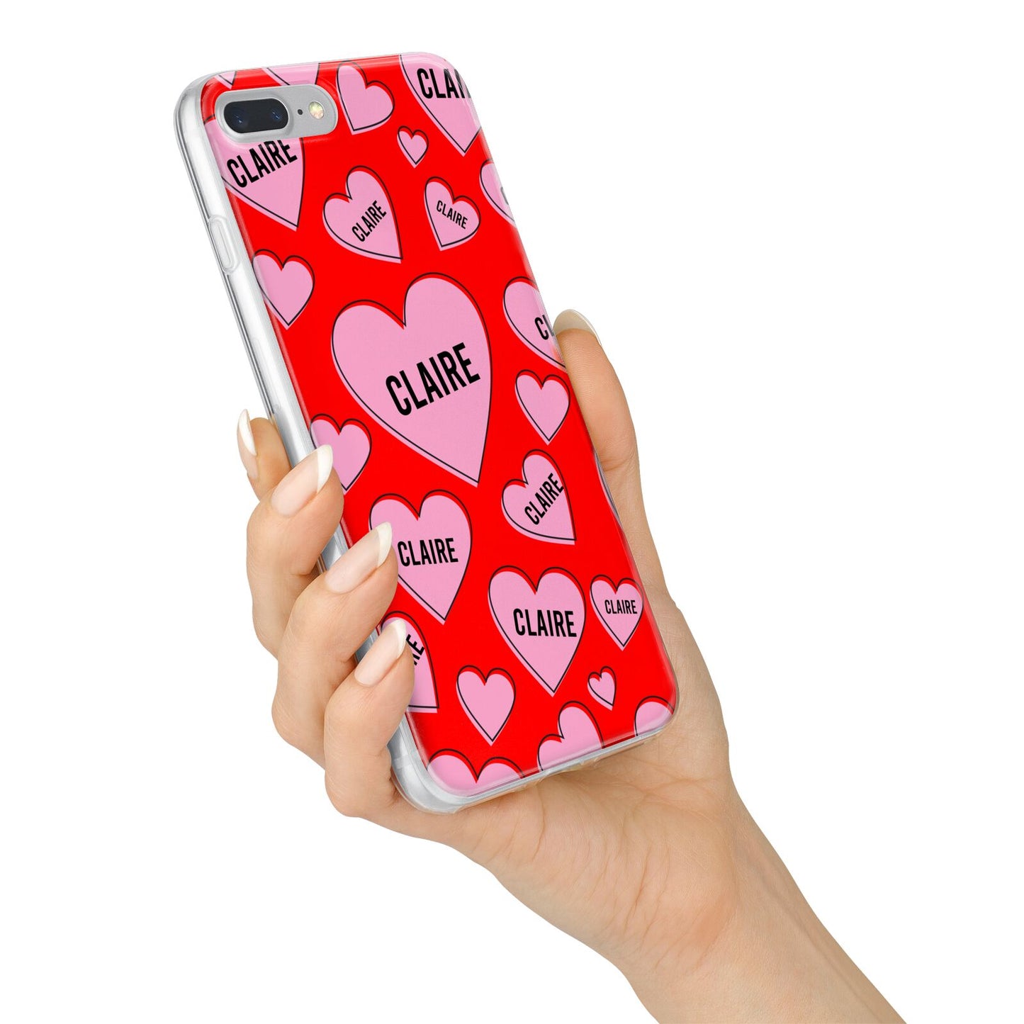 Personalised Hearts iPhone 7 Plus Bumper Case on Silver iPhone Alternative Image
