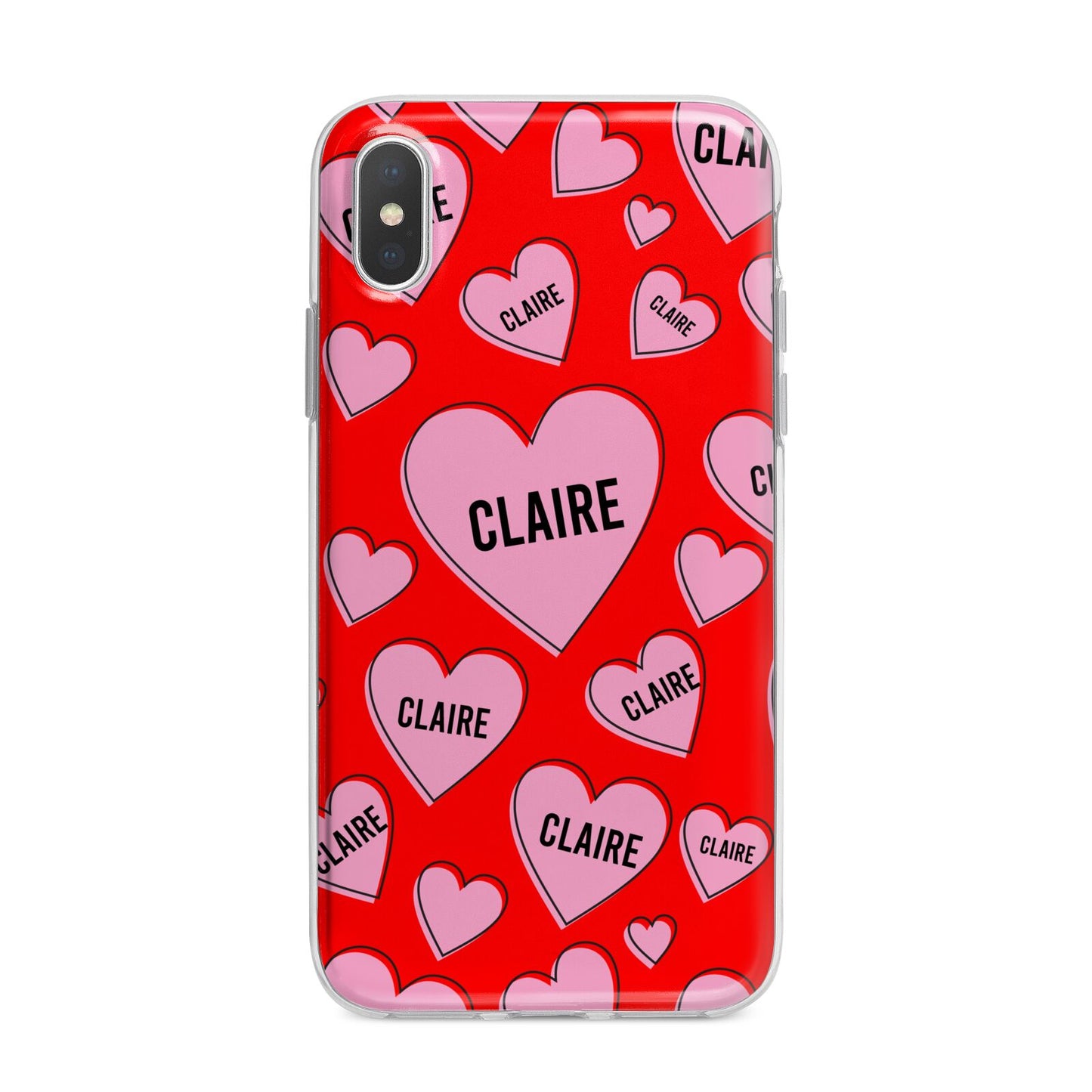 Personalised Hearts iPhone X Bumper Case on Silver iPhone Alternative Image 1