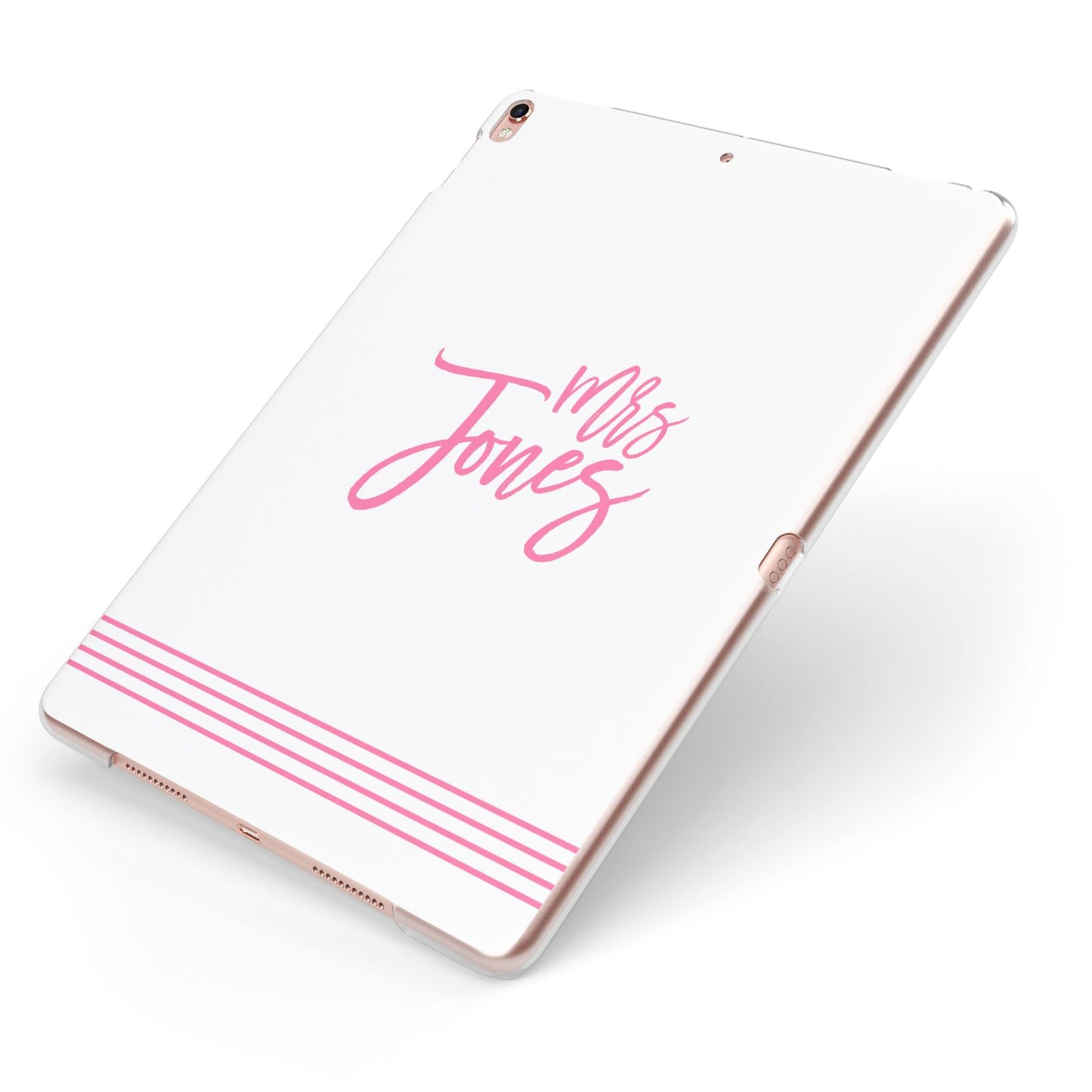 Personalised Hers Apple iPad Case on Rose Gold iPad Side View