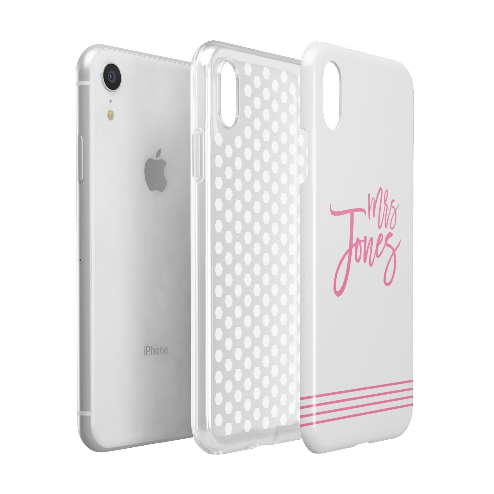 Personalised Hers Apple iPhone XR White 3D Tough Case Expanded view
