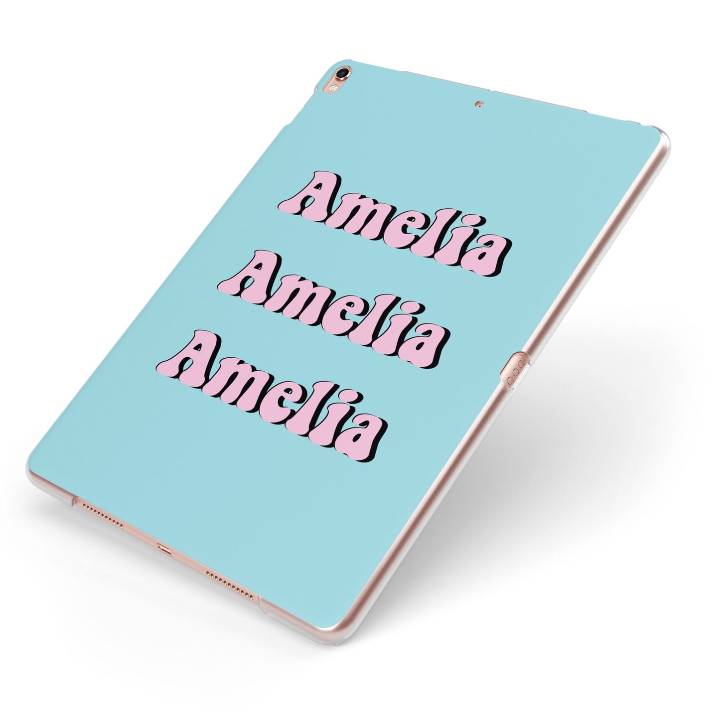 Personalised Hippie Apple iPad Case on Rose Gold iPad Side View