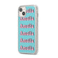 Personalised Hippie iPhone 14 Plus Clear Tough Case Starlight Angled Image