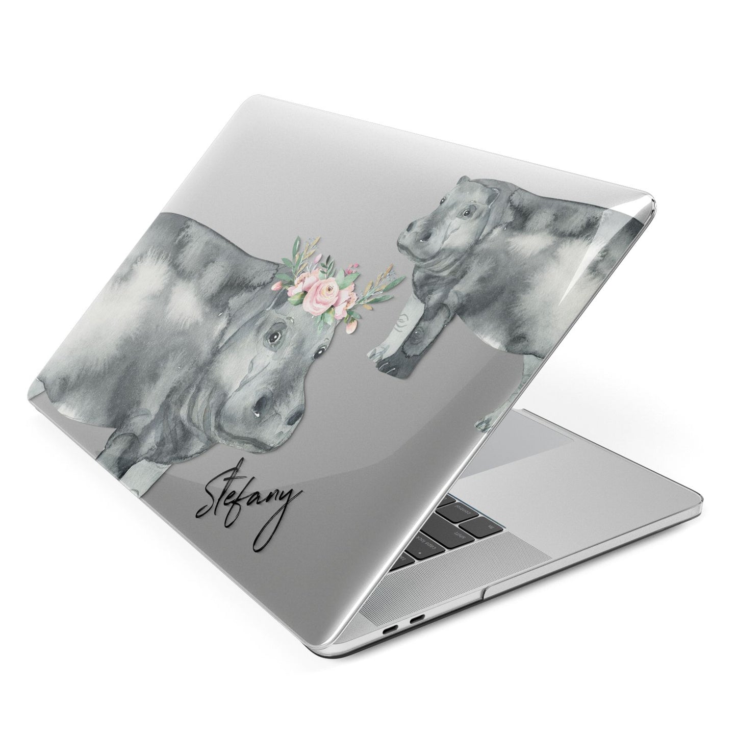 Personalised Hippopotamus Apple MacBook Case Side View