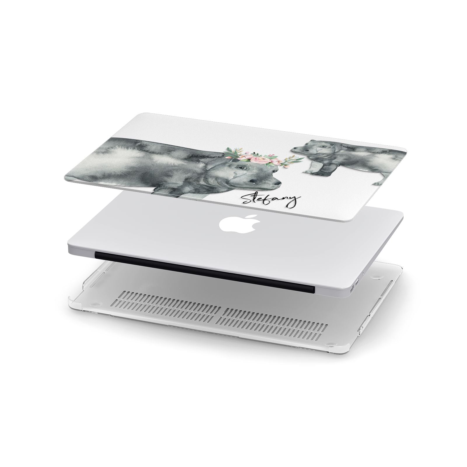 Personalised Hippopotamus Apple MacBook Case in Detail